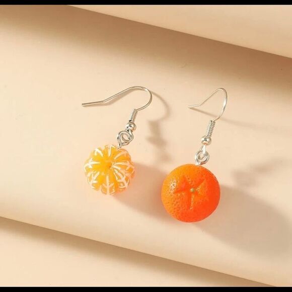 Orange Statement Earrings  - Picture 3 of 3